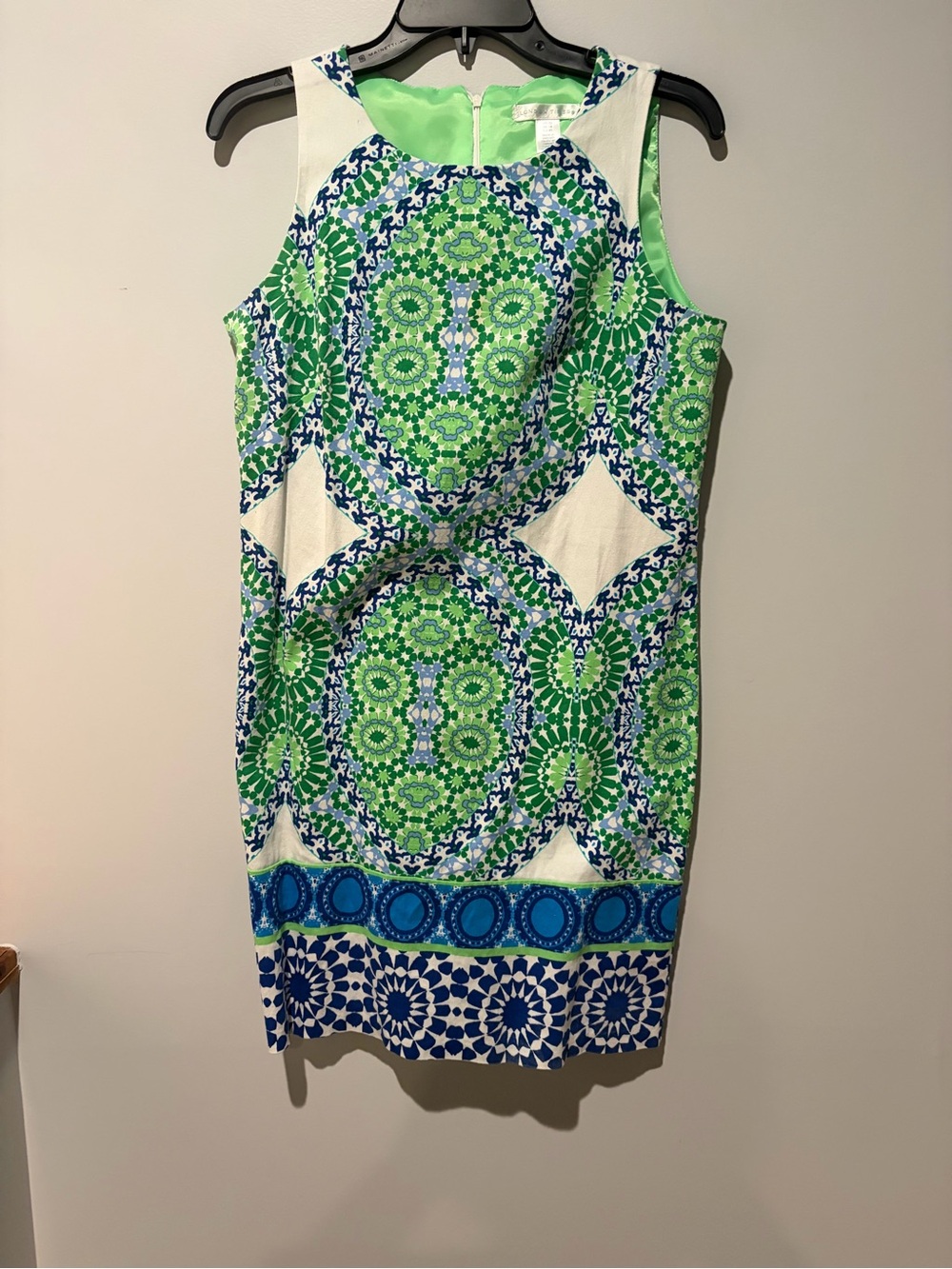 London Times Green & Blue Printed Sheath Dress